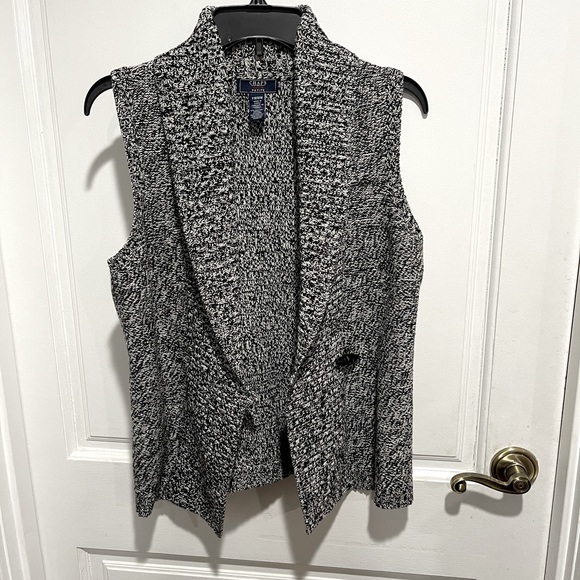 CHAPS Beautiful Tweed Vest, Grey/Black, size PM - Picture 3 of 4